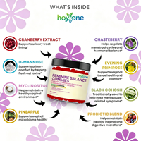 Gummies Équilibre Féminin Marque Blanche OEM – Bien-être Adulte Femme : Probiotiques, D-Mannose, Canneberge, Myo-Inositol, Soutien Hormonal
