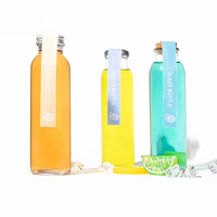 Bouteilles en verre transparent cylindriques de 330 ml et 500 ml, prix usine, vides, pour jus de fruits et thé, avec bouchon à vis