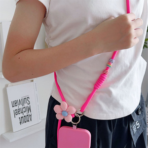 Korea Universal Braided Mobile Cell Phone Lanyard Strap Flower Hanging Chain Ring Cord with <strong>Patch</strong> Adjust Wrist Strap <strong>Detachable</strong> - Product Image 5