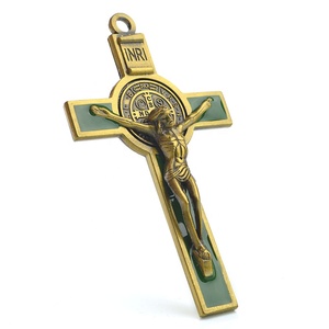 Pendentif Croix Chapelet en Bronze Antique Catholique Saint Benoît Crucifix <span class=keywords><strong>77</strong></span>*44mm - Product Image 5