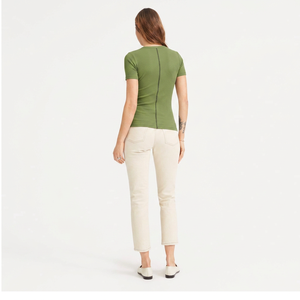 Women's Slim Fit Crew Neck Short Sleeve Ribbed Knit T-Shirt Organic Cotton Spandex Quick Dry Breathable Minimalist Casual Summer - Product Image 3