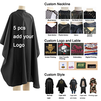 Peignoir de Coupe de Cheveux Imperméable en Polyester avec Logo Personnalisé, Tablier de Coiffeur de Salon Noir, Vente en Gros