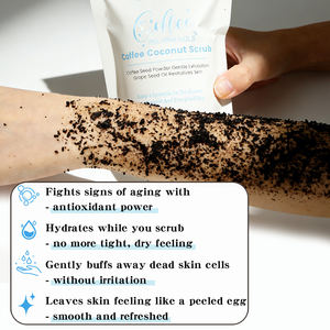 <span class=keywords><strong>Gommage</strong></span> corporel au café avec huile de noix de coco et de pépins de raisin, exfoliant doux pour peaux sèches, hydratant et lissant pour les coudes et les genoux - Product Image 6