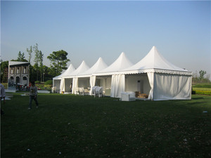 Tente de salon de jardin en <span class=keywords><strong>bois</strong></span> avec cadre personnalisé GSP, style pagode, tissu PVC durable pour les événements, utilisation en entrepôt - Product Image 3