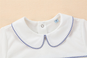 Personalizado verano español Vintage bebé niños Smocked bordado mameluco Peter Pan Collar ropa de niño - Product Image 4