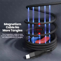 Kabel pengisi daya magnetik, 1M 1.5M 2M 100W USB C ke Tipe C UNTUK Iphone 17 Samsung S24 Ultra iPad MacBook Xiaomi