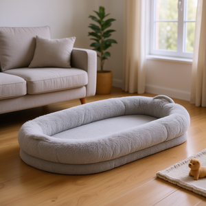 Large Oval Dog <b>Bed</b> 68x35x10in Faux <b>Rabbit</b> Fur Washable Indoor Pet <b>Bed</b> for Dogs All Seasons Stylish - Product Image 2