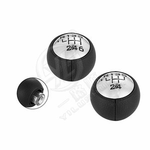 Poignée de levier de vitesse en cuir noir 6 vitesses pour Peugeot 307 308 - Product Image 1