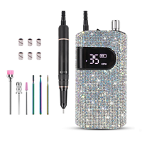 Perceuse à ongles électrique portable rechargeable en cristal de coeur sans fil 35000 tr/min Perceuse à ongles professionnelle avec diamants