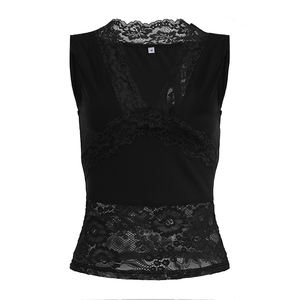 Sweet Breathable V-Neck <b>Lace</b> Sheer Fitted <b>Tank</b> <b>Top</b>-Solid Color Spandex/Polyester Camisole - Product Image 5