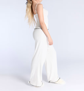 Pijamas de Mujer de Algodón con Encaje Jacquard en Contraste, Estilo <span class=keywords><strong>Sexy</strong></span>, Tendencia 2025, ODM, Nueva Moda, Cantidad Mínima de Pedido Baja, <span class=keywords><strong>Ropa</strong></span> de Casa Grande - Product Image 2