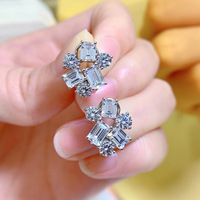 Unregelmäßig geformte 925 Silber feine Ohr stecker mit Simulation Diamond Brocade Fresh Stitching Schmuck für Frauen