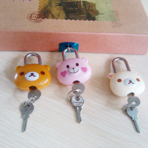 CJSJ Cartoon Bear <b>Padlock</b> Mixed Colors Plastic Shell Iron Lock Travel Locks - Product Image 1