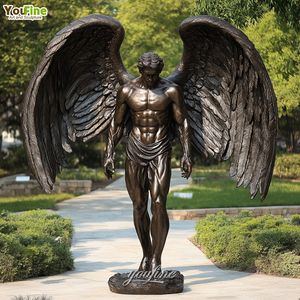 Sculpture de jardin YOUFINE, ange gardien en bronze sur mesure, statue d'homme avec de grandes ailes - Product Image 3