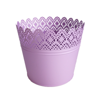 Série de pots à fleurs en métal galvanisé de couleur vive, pots creux en métal pour la décoration de la maison et du jardin