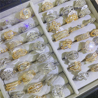 New Lightweight Luxury Thick-Gold Color-Retaining Micro-Paved Zircon Copper RingWholesale Personalized Geometric Ring