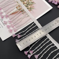 RYL Pink Hand genähte Perlen Maiglöckchen Anhänger Quaste Spitzen besatz für Kleidung Vorhänge Beleuchtung Dekorationen