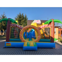 Château gonflable commercial Lion Hupfburg pour enfants, combo château de saut gonflable pour animaux de la forêt