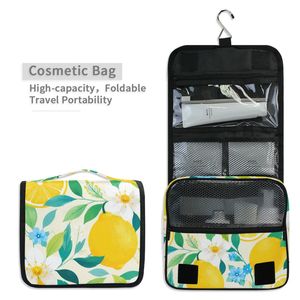 กระเป๋าใส่ของใช้ในห้องน้ำแบบแขวนลายเลมอนสั่งทำพิเศษ กระเป๋าผ้าทวิลขนาดใหญ่สำหรับวันหยุดและออกกำลังกาย รับผลิตขายส่งพร้อมสกรีนโลโก้ตามแบบ - Product Image 3