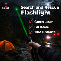 Laser Hijau Daya Tinggi 1W Lampu Sinyal Aluminium Senter Isi Ulang USB Jarak Sinar 1km untuk Hiking, Camping, Darurat Luar Ruangan