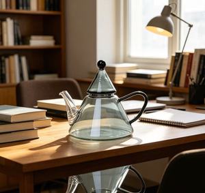 Théière en verre conique gris fumé personnalisée OEM ODM avec couvercle assorti, carafe et pichet en verre en gros pour <span class=keywords><strong>la</strong></span> maison et le café - Product Image 3