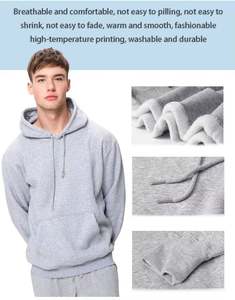 Sudadera con Capucha Personalizada de Alta Calidad con Estampado en Relieve, Sudadera con Capucha Blanca Extra Grande para Hombre, Sudadera con Capucha Lisa con Estampado Puff para Hombre - Product Image 6