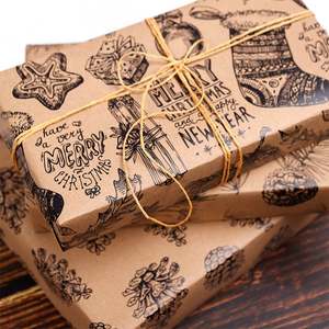 Wholesale 80g Double-Sided Kraft Print <b>Christmas</b> Custom 43cm X 10m Roll Wrapping Paper for Packaging - Product Image 5