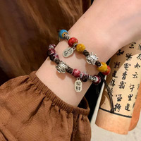 Nouveau bracelet en céramique vintage de style chinois, cordon perlé, style ethnique féminin, mode danse du lion, couple