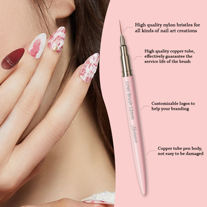 Abd sıcak satış toptan 4/8/12/20/25mm özelleştirilmiş saç naylon/Kolinsky astar fırçalar pembe şerit detay ince astar tırnak resim fırçası - Product Image 3