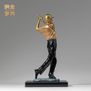 Figura de jugador de golf en bronce, cobre y oro, escultura artística hecha a mano para decoración de sala de estar - Product Image 4