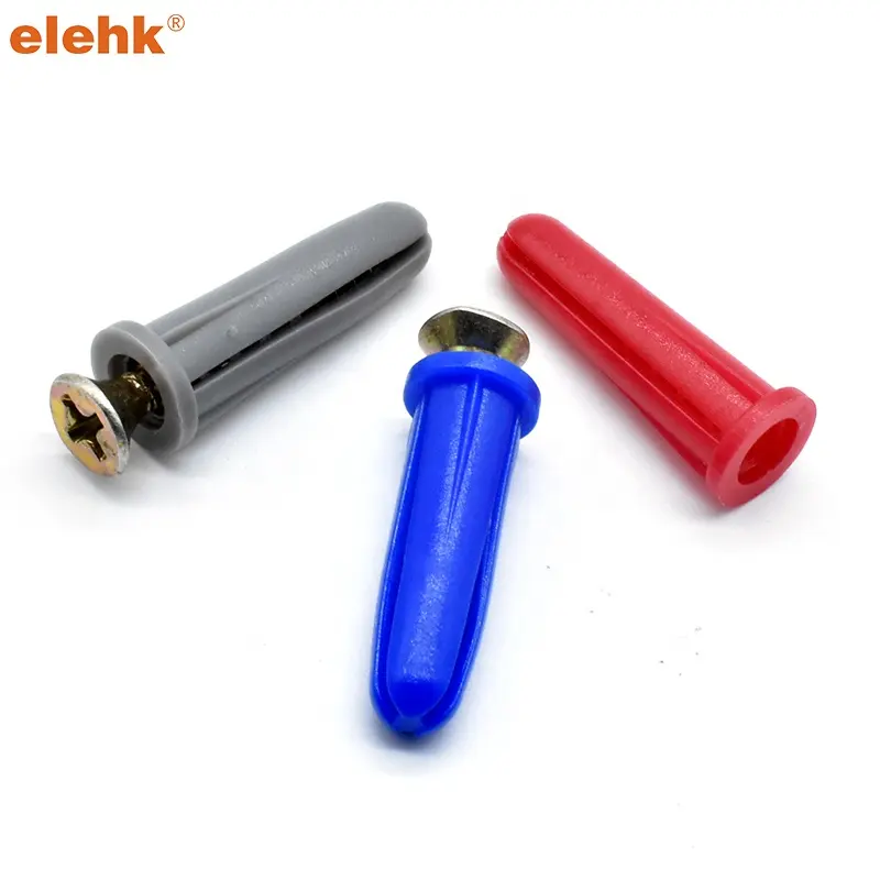 Elehk Factory Price Free sample Plastic Wall Plug Expansion Anchor Plastic Wall Plug Plastic Conical Anchor