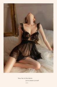 Bodystocking en dentelle noire sexy, costume nude pour femme, collant ouvert à l'entrejambe, body intime - Product Image 6