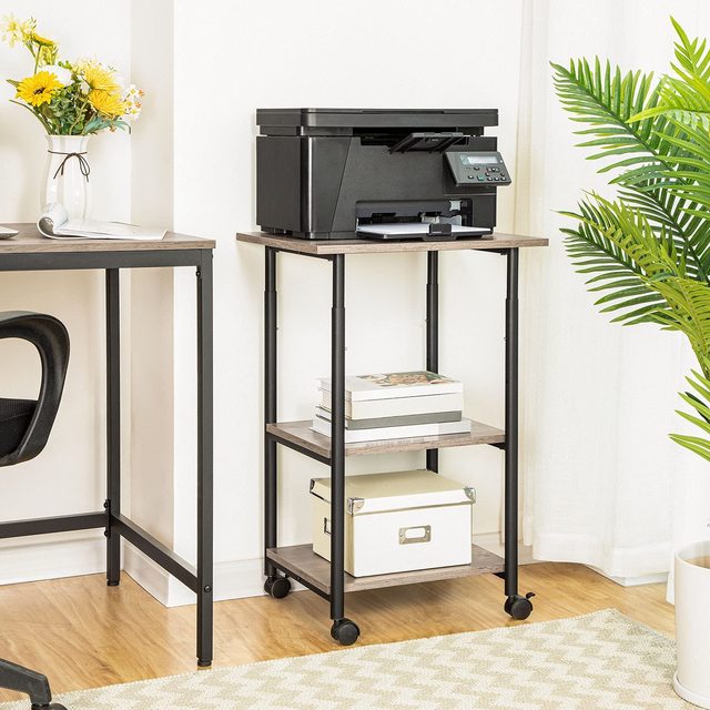 Home Office 3-Tier Industrial Under Desk Printer Cart Mobile Heavy Duty Storage Rack Printer Stand