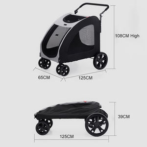मध्यम छोटे कुत्ते और बिल्ली के लिए बड़ा स्थान 4 पहियों वाला बड़ा कुत्ता घुमक्कड़ मुड़ा हुआ बड़ा पालतू यात्रा घुमक्कड़ ट्रॉली - Product Image 6