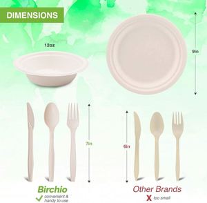 Lot de 10 assiettes jetables en papier biodégradable à base de canne à sucre avec revêtement UV - Product Image 2