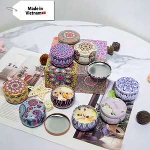 Velas de aromaterapia personalizadas en lata de metal con estampado clásico para bodas, vacaciones y Diwali, decoración de regalo, alivio del estrés y uso en la barra - Product Image 1