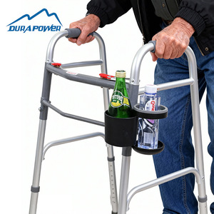 DURAPOWER <b>Walker</b> Cup Holder Black Double 12x9.5x17 Cm For <b>Elderly</b> Mobility Aid Outdoor Use - Product Image 4