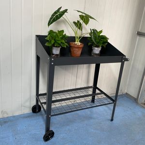 HUIDING Banc de jardin <span class=keywords><strong>sur</strong></span>élevé à <span class=keywords><strong>roulettes</strong></span> pour empotage de légumes, de fleurs et d'herbes aromatiques 90x47x96 cm - Product Image 4