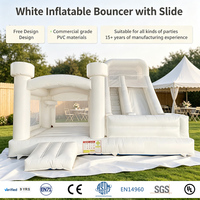 Château gonflable personnalisé avec toboggan, pour fêtes, usage intérieur, blanc, MOQ 1 pièce