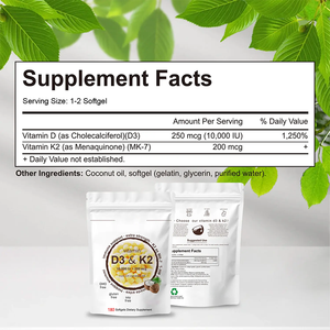 Oem hỗ trợ miễn dịch Softgel viên nang 1000 IU D3 200mcg K2 chế độ ăn uống bổ sung cho người lớn 5000 IU <span class=keywords><strong>Vitamin</strong></span> D3 K2 phụ nữ mang thai - Product Image 5