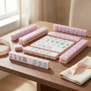 Offre Spéciale Jeu de 160 tuiles de mahjong américaines rouges gravées, en acrylique, à 4 couches, pliable et automatique; cadeau de soirée jeux en famille ou de vacances - Product Image 5