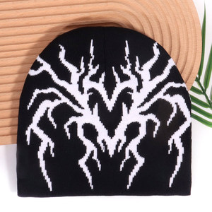 Gorro de Punto Personalizado con Logotipo, Cómodo, Otoño Invierno, Estilo Y2K, Jacquard, Patrón de Corazón Marrón, Gorra Hip Hop - Product Image 3