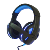 Casque de jeu stéréo flexible, casque de jeu compétitif lumineux avec microphone, prise casque 3,5 mm, casque filaire supra-auriculaire