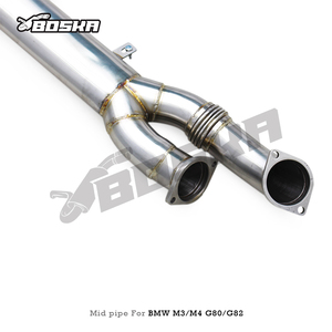 Tubo intermedio de escape doble personalizado para BMW M3/M4 G80/G82/G83 3.0T 2021-2023 Boska Racing de acero inoxidable con tubos individuales de 101 mm - Product Image 6
