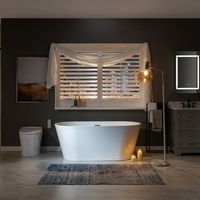 Fabricant de baignoires en acrylique OEM ODM Gurgle, baignoire autoportante polie haute brillance pour resort, spa, villa