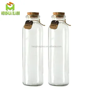 Ucuz boş 250ml 350ml 500ml silindir şekli cam kokulu çay şişesi baharat cam şişe kurutulmuş meyve suyu mantarlı şişeler