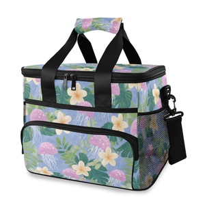 New Arrival Custom Print Logo Foldable Waterproof Cooler Bag Women Men Reusable Lunch Bag Floral Insulated Large Lunch Bag - Product Image 2