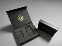 Boîte cadeau magnétique de luxe personnalisée avec logo imprimé, gaufrage, pelliculage mat et insert en EVA pour étui et porte-clés