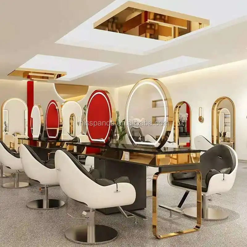 Hot sale hairdressing salon styling stations salon furniture double sided mirror stations in cheap price