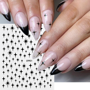 Pegatinas para <span class=keywords><strong>Uñas</strong></span> con Diseño de Estrella Explosiva Y2K, Adhesivos Metálicos Finos 3D con Forma de Cruz <span class=keywords><strong>y</strong></span> Estrella, Pegatinas Holográficas para Manicura - Product Image 4